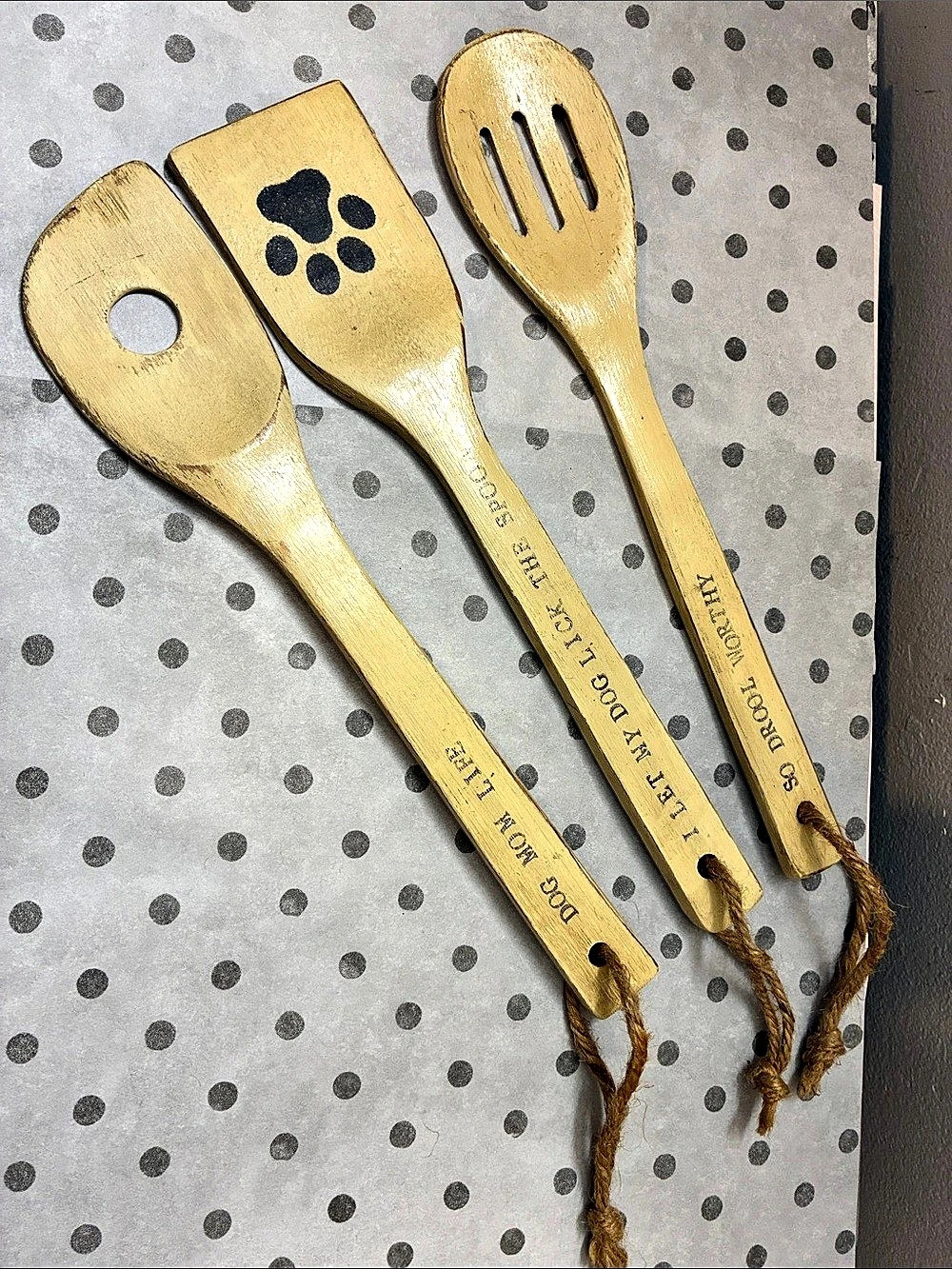 Wooden Dog-Themed Kitchen Utensil Set
